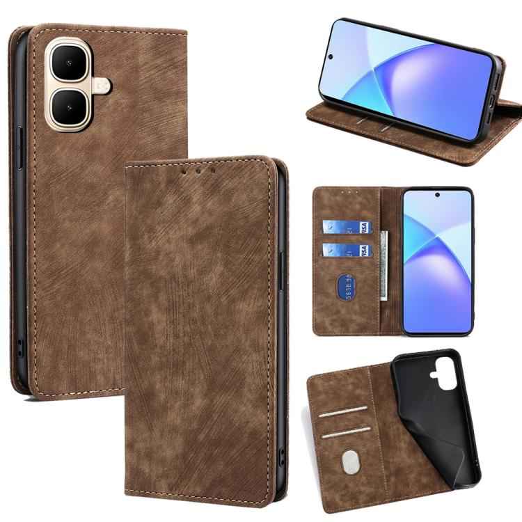 RFID Anti-theft Brush Magnetic Leather Phone Case, For Infinix Hot 60 5G, For Infinix Hot 60 Pro+ 4G, For Infinix Hot 60 Pro 4G, For Infinix Smart 10 4G, For Infinix Note 50s 5G, For Infinix Note 50x 5G, For Infinix Note 50 Pro+ 5G, For Infinix Note 50...