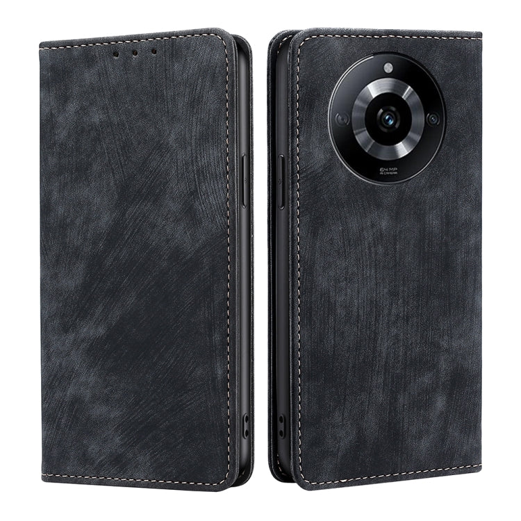 RFID Anti-theft Brush Magnetic Leather Phone Case, For Realme 11 4G, For Realme GT5 / GT5 240W, For Realme 11 5G Global / 11x 5G, For Realme 11 5G, For Realme 11 Pro / 11 Pro+ 5G, For Realme C65 4G