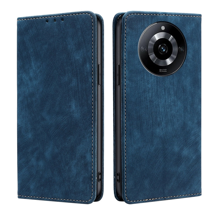RFID Anti-theft Brush Magnetic Leather Phone Case, For Realme 11 4G, For Realme GT5 / GT5 240W, For Realme 11 5G Global / 11x 5G, For Realme 11 5G, For Realme 11 Pro / 11 Pro+ 5G, For Realme C65 4G