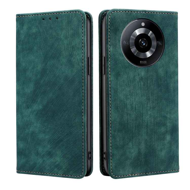 RFID Anti-theft Brush Magnetic Leather Phone Case, For Realme 11 5G Global / 11x 5G, For Realme 11 5G, For Realme 11 Pro / 11 Pro+ 5G, For Realme C65 4G