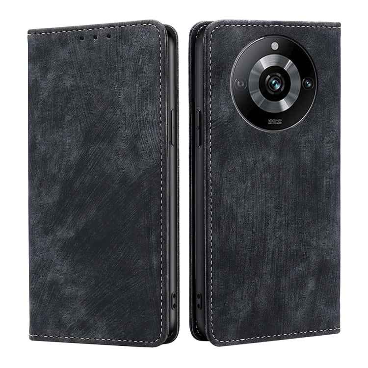 RFID Anti-theft Brush Magnetic Leather Phone Case, For Realme 11 5G Global / 11x 5G, For Realme 11 5G, For Realme 11 Pro / 11 Pro+ 5G, For Realme C65 4G