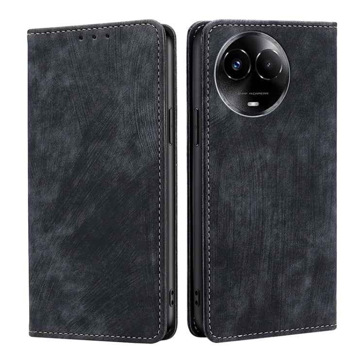 RFID Anti-theft Brush Magnetic Leather Phone Case, For Realme 11 5G Global / 11x 5G, For Realme 11 5G, For Realme 11 Pro / 11 Pro+ 5G, For Realme C65 4G