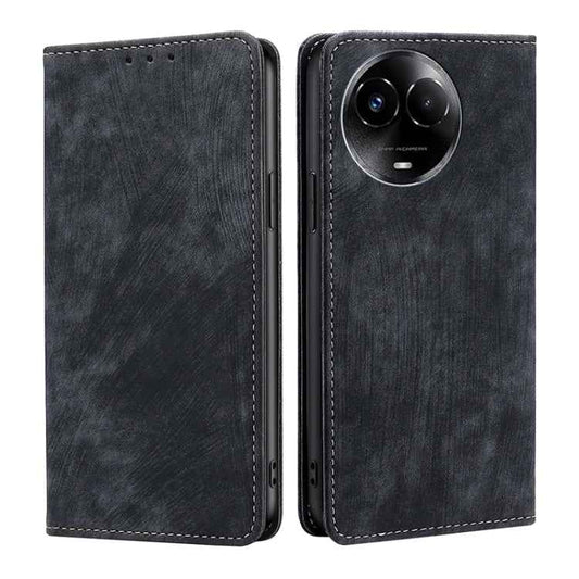 RFID Anti-theft Brush Magnetic Leather Phone Case, For Realme 11 5G Global / 11x 5G, For Realme 11 5G, For Realme 11 Pro / 11 Pro+ 5G, For Realme C65 4G