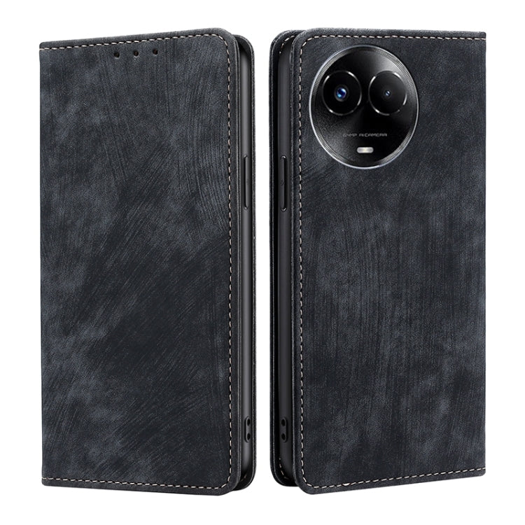 RFID Anti-theft Brush Magnetic Leather Phone Case, For Realme 11 4G, For Realme GT5 / GT5 240W, For Realme 11 5G Global / 11x 5G, For Realme 11 5G, For Realme 11 Pro / 11 Pro+ 5G, For Realme C65 4G