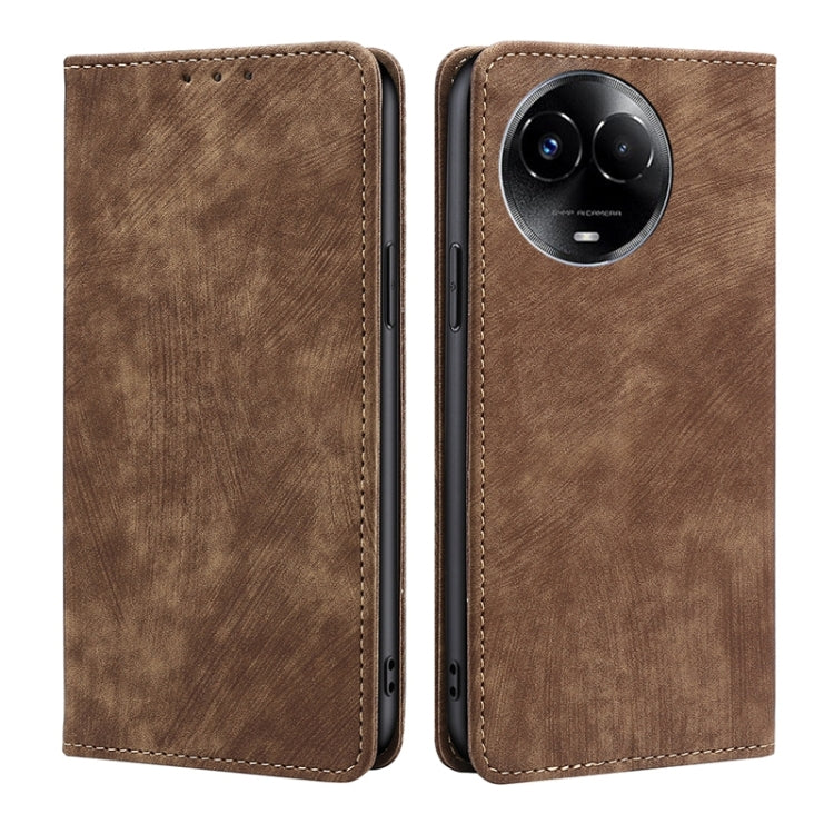 RFID Anti-theft Brush Magnetic Leather Phone Case, For Realme 11 4G, For Realme GT5 / GT5 240W, For Realme 11 5G Global / 11x 5G, For Realme 11 5G, For Realme 11 Pro / 11 Pro+ 5G, For Realme C65 4G