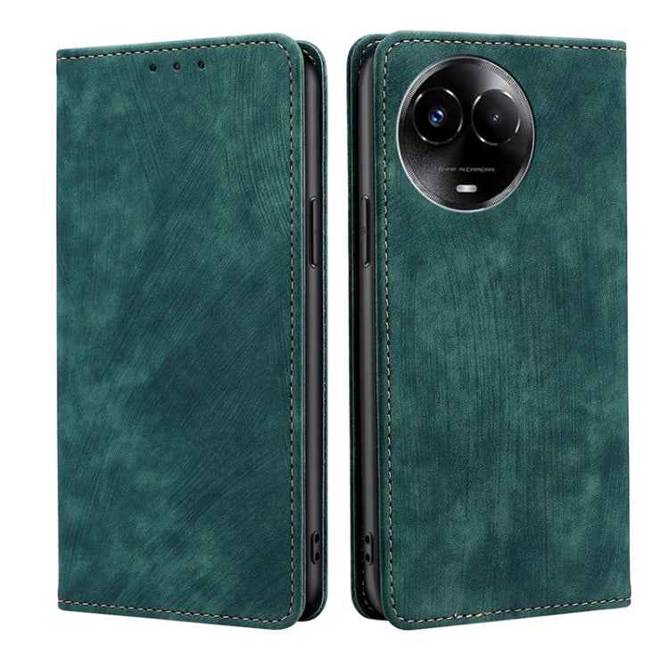 RFID Anti-theft Brush Magnetic Leather Phone Case, For Realme 11 5G Global / 11x 5G, For Realme 11 5G, For Realme 11 Pro / 11 Pro+ 5G, For Realme C65 4G