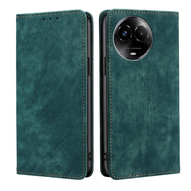 RFID Anti-theft Brush Magnetic Leather Phone Case, For Realme 11 4G, For Realme GT5 / GT5 240W, For Realme 11 5G Global / 11x 5G, For Realme 11 5G, For Realme 11 Pro / 11 Pro+ 5G, For Realme C65 4G