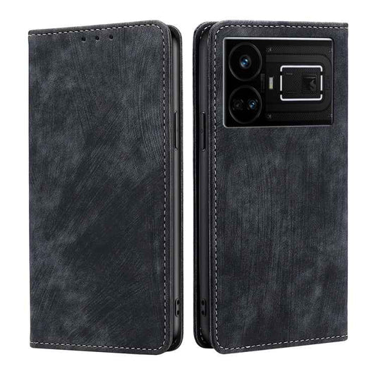 RFID Anti-theft Brush Magnetic Leather Phone Case, For Realme GT5 / GT5 240W, For Realme 11 5G Global / 11x 5G, For Realme 11 5G, For Realme 11 Pro / 11 Pro+ 5G, For Realme C65 4G