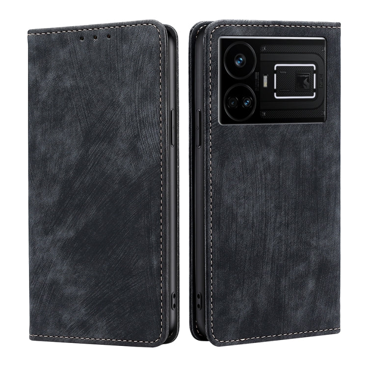 RFID Anti-theft Brush Magnetic Leather Phone Case, For Realme 11 4G, For Realme GT5 / GT5 240W, For Realme 11 5G Global / 11x 5G, For Realme 11 5G, For Realme 11 Pro / 11 Pro+ 5G, For Realme C65 4G