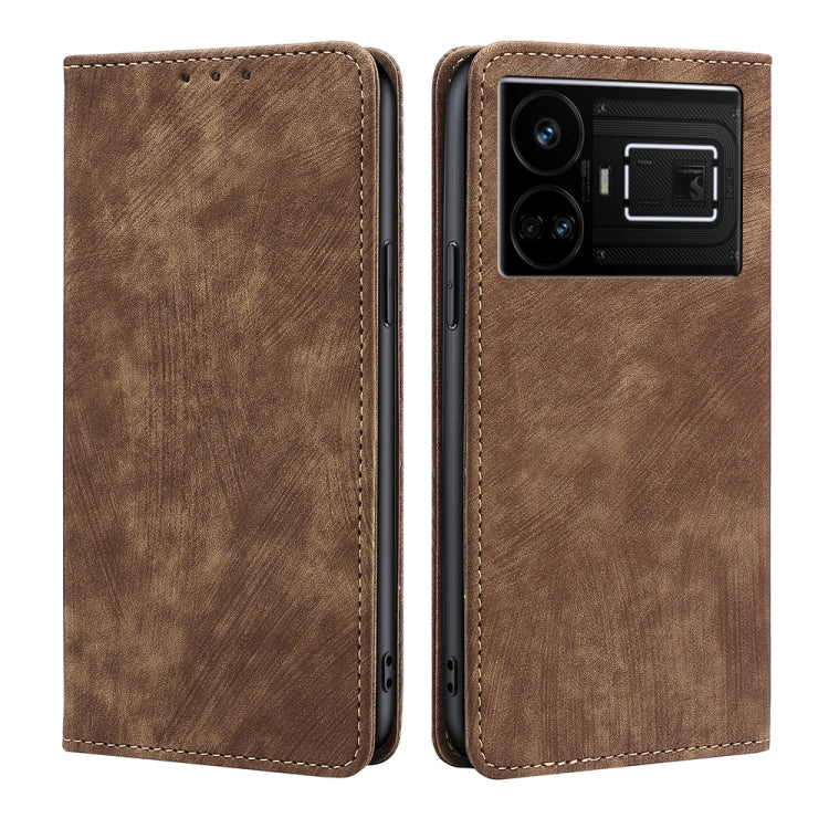 RFID Anti-theft Brush Magnetic Leather Phone Case, For Realme 11 4G, For Realme GT5 / GT5 240W, For Realme 11 5G Global / 11x 5G, For Realme 11 5G, For Realme 11 Pro / 11 Pro+ 5G, For Realme C65 4G