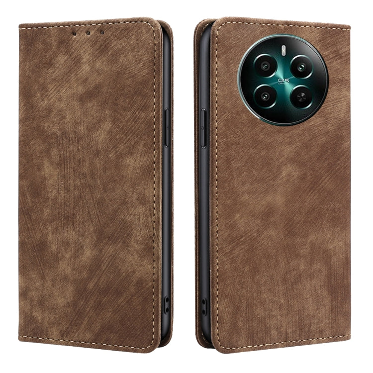 RFID Anti-theft Brush Magnetic Leather Phone Case, For Realme C75 4G / 14x 5G Global, For Realme 13 Pro 5G, For Realme C61 4G, For Realme GT Neo6 SE, For Realme 12 5G, For Realme 12+ 5G, For Realme 12 Pro 5G, For Realme GT5 Pro 5G, For Realme 11 4G