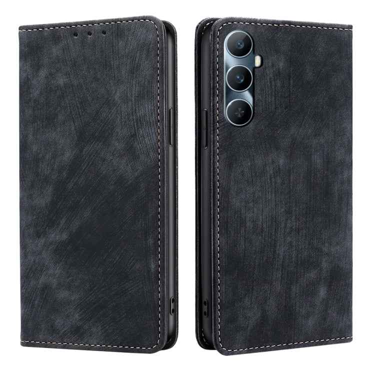 RFID Anti-theft Brush Magnetic Leather Phone Case, For Realme 11 5G Global / 11x 5G, For Realme 11 5G, For Realme 11 Pro / 11 Pro+ 5G, For Realme C65 4G