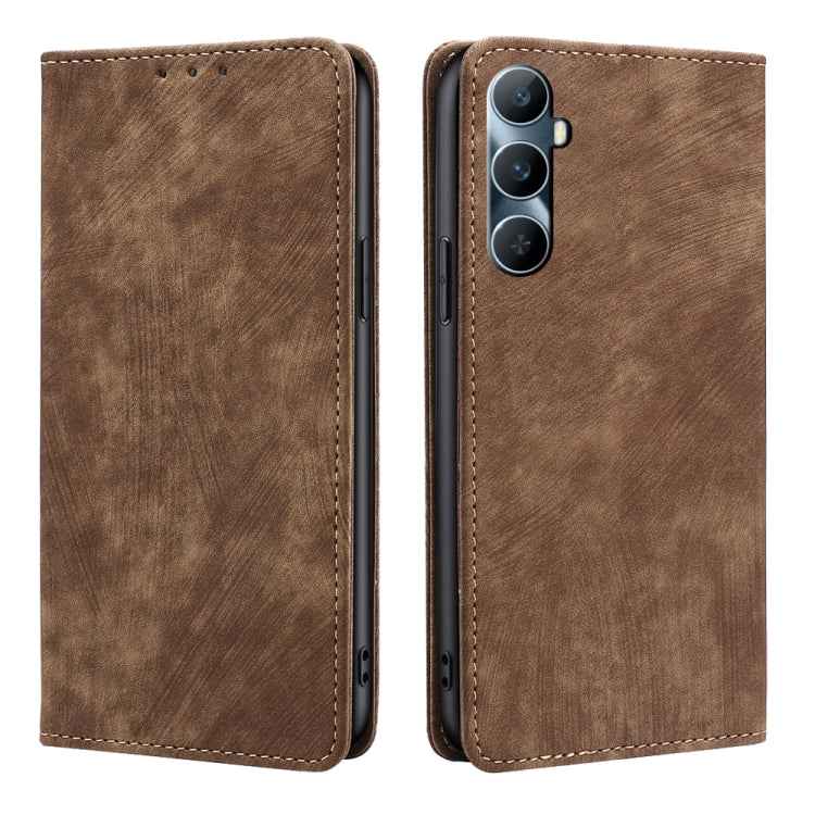 RFID Anti-theft Brush Magnetic Leather Phone Case, For Realme 11 5G Global / 11x 5G, For Realme 11 5G, For Realme 11 Pro / 11 Pro+ 5G, For Realme C65 4G