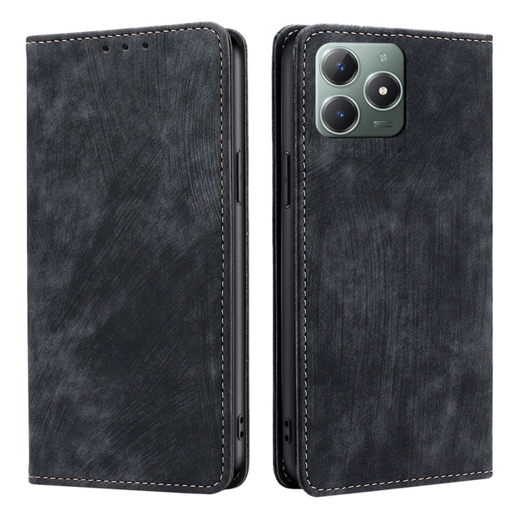 RFID Anti-theft Brush Magnetic Leather Phone Case, For Realme C75 4G / 14x 5G Global, For Realme 13 Pro 5G, For Realme C61 4G, For Realme GT Neo6 SE, For Realme 12 5G, For Realme 12+ 5G, For Realme 12 Pro 5G, For Realme GT5 Pro 5G, For Realme 11 4G