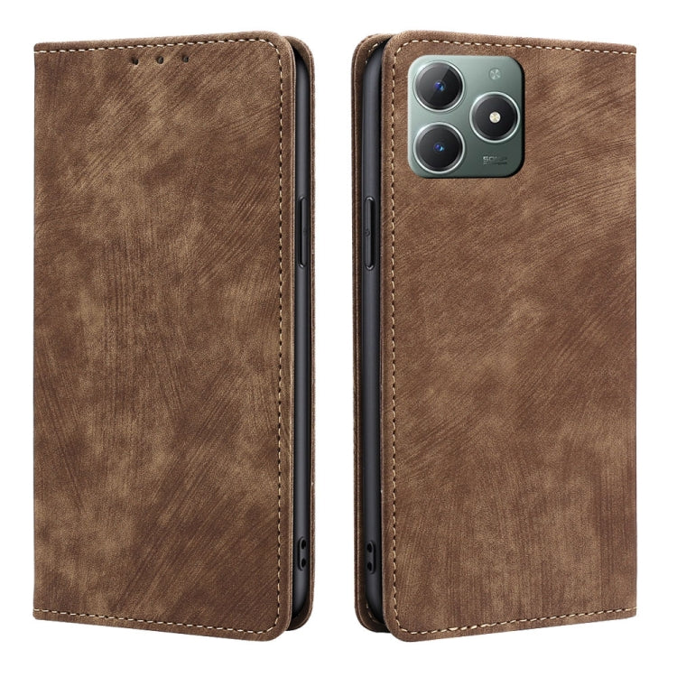 RFID Anti-theft Brush Magnetic Leather Phone Case, For Realme C75 4G / 14x 5G Global, For Realme 13 Pro 5G, For Realme C61 4G, For Realme GT Neo6 SE, For Realme 12 5G, For Realme 12+ 5G, For Realme 12 Pro 5G, For Realme GT5 Pro 5G, For Realme 11 4G