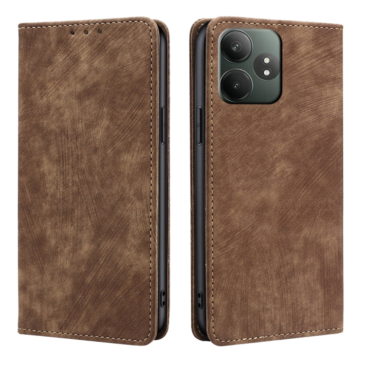 RFID Anti-theft Brush Magnetic Leather Phone Case, For Realme C75 4G / 14x 5G Global, For Realme 13 Pro 5G, For Realme C61 4G, For Realme GT Neo6 SE, For Realme 12 5G, For Realme 12+ 5G, For Realme 12 Pro 5G, For Realme GT5 Pro 5G, For Realme 11 4G