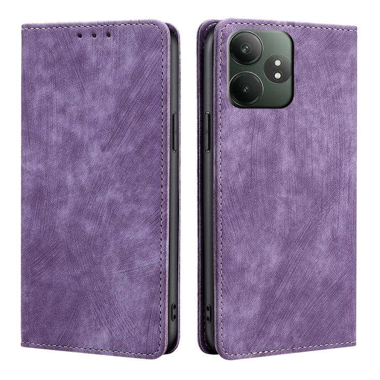 RFID Anti-theft Brush Magnetic Leather Phone Case, For Realme C75 4G / 14x 5G Global, For Realme 13 Pro 5G, For Realme C61 4G, For Realme GT Neo6 SE, For Realme 12 5G, For Realme 12+ 5G, For Realme 12 Pro 5G, For Realme GT5 Pro 5G, For Realme 11 4G