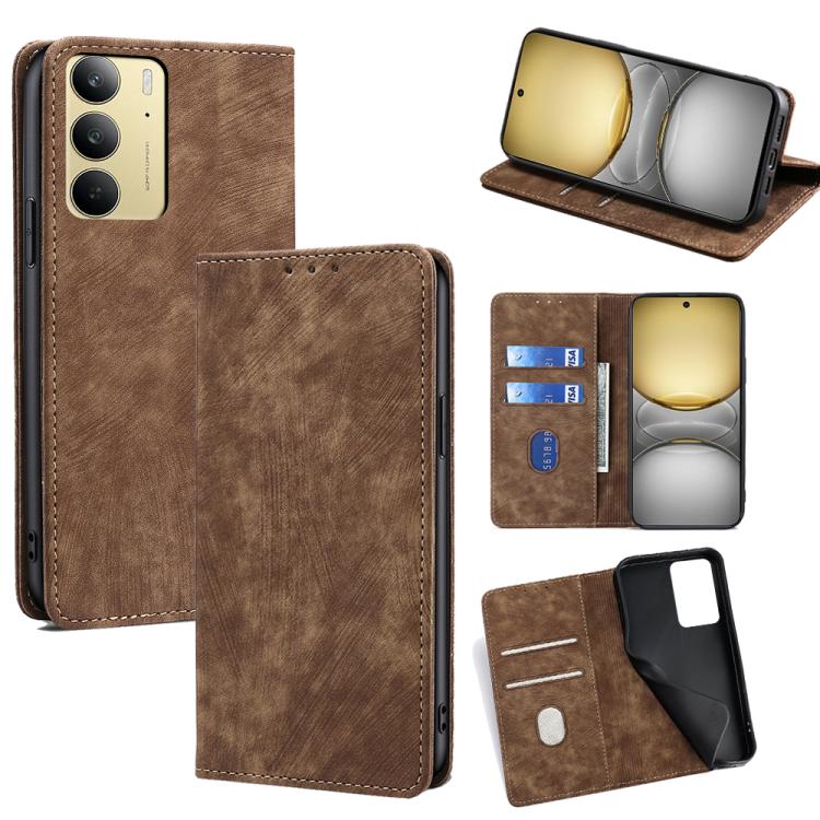 RFID Anti-theft Brush Magnetic Leather Phone Case, For Realme 15T 5G Global, For Realme C71 4G, For Realme GT 7 5G Global, For Realme 14 5G Global, For Realme P3 Ultra 5G, For Realme P3 Pro 5G Global, For Realme 14 Pro+ 5G, For Realme 14 Pro 5G Global ...