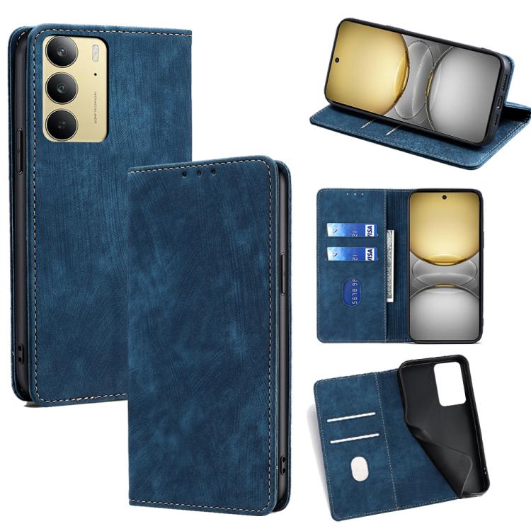 RFID Anti-theft Brush Magnetic Leather Phone Case, For Realme 15T 5G Global, For Realme C71 4G, For Realme GT 7 5G Global, For Realme 14 5G Global, For Realme P3 Ultra 5G, For Realme P3 Pro 5G Global, For Realme 14 Pro+ 5G, For Realme 14 Pro 5G Global ...