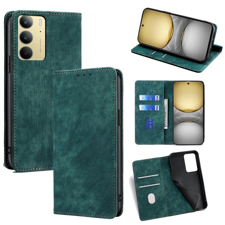 RFID Anti-theft Brush Magnetic Leather Phone Case, For Realme 15T 5G Global, For Realme C71 4G, For Realme GT 7 5G Global, For Realme 14 5G Global, For Realme P3 Ultra 5G, For Realme P3 Pro 5G Global, For Realme 14 Pro+ 5G, For Realme 14 Pro 5G Global ...