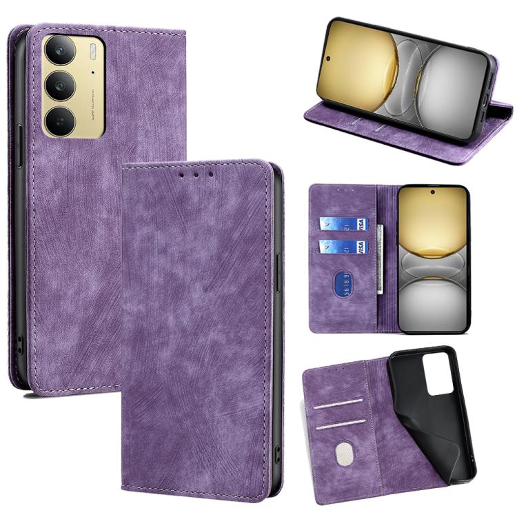 RFID Anti-theft Brush Magnetic Leather Phone Case, For Realme 15T 5G Global, For Realme C71 4G, For Realme GT 7 5G Global, For Realme 14 5G Global, For Realme P3 Ultra 5G, For Realme P3 Pro 5G Global, For Realme 14 Pro+ 5G, For Realme 14 Pro 5G Global ...