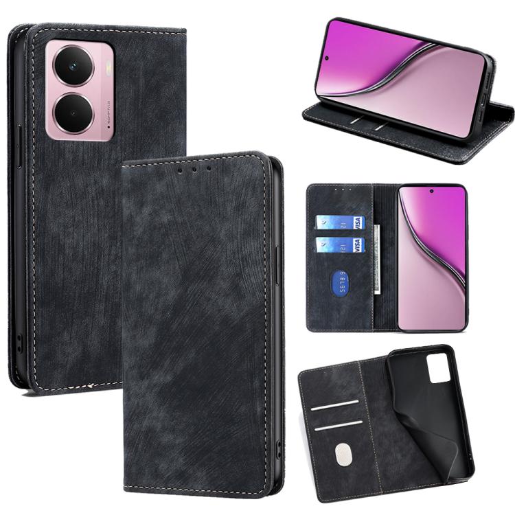 RFID Anti-theft Brush Magnetic Leather Phone Case, For Realme 15T 5G Global, For Realme C71 4G, For Realme GT 7 5G Global, For Realme 14 5G Global, For Realme P3 Ultra 5G, For Realme P3 Pro 5G Global, For Realme 14 Pro+ 5G, For Realme 14 Pro 5G Global ...