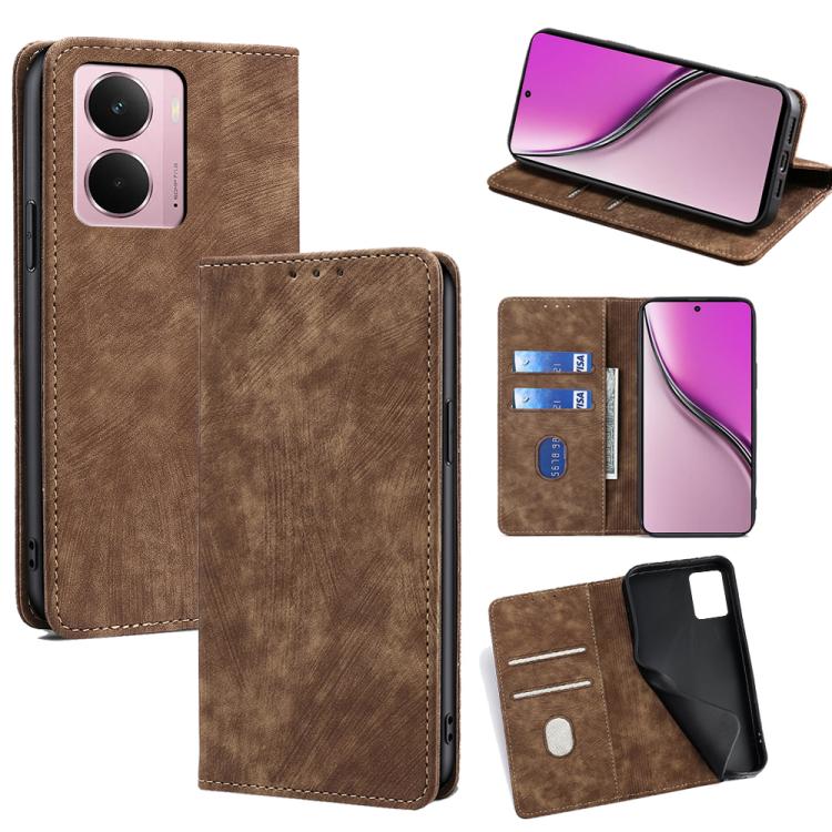 RFID Anti-theft Brush Magnetic Leather Phone Case, For Realme 15T 5G Global, For Realme C71 4G, For Realme GT 7 5G Global, For Realme 14 5G Global, For Realme P3 Ultra 5G, For Realme P3 Pro 5G Global, For Realme 14 Pro+ 5G, For Realme 14 Pro 5G Global ...
