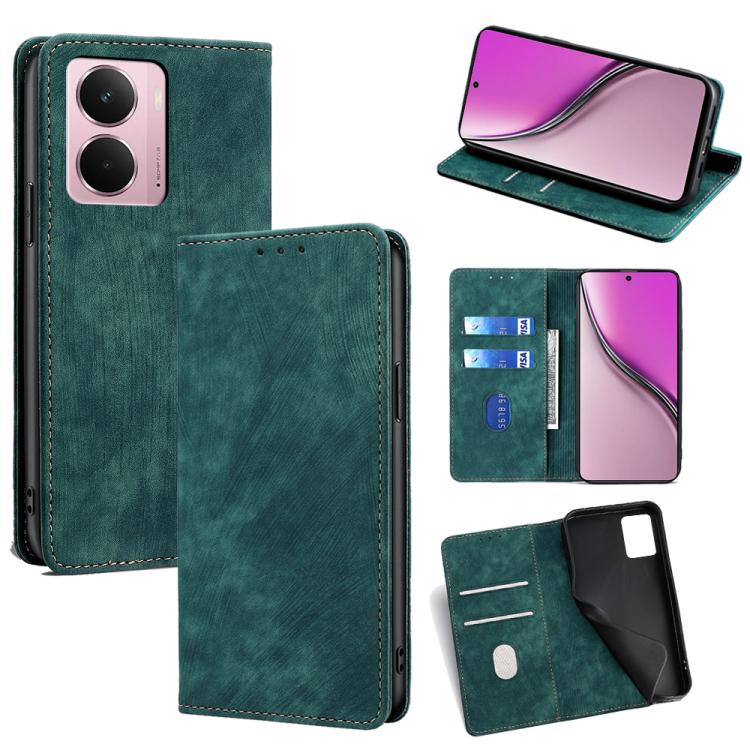 RFID Anti-theft Brush Magnetic Leather Phone Case, For Realme 15T 5G Global, For Realme C71 4G, For Realme GT 7 5G Global, For Realme 14 5G Global, For Realme P3 Ultra 5G, For Realme P3 Pro 5G Global, For Realme 14 Pro+ 5G, For Realme 14 Pro 5G Global ...