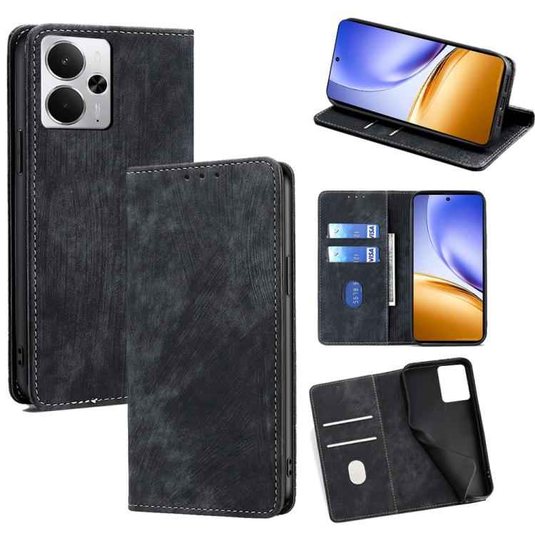 RFID Anti-theft Brush Magnetic Leather Phone Case, For Realme 15T 5G Global, For Realme C71 4G, For Realme GT 7 5G Global, For Realme 14 5G Global, For Realme P3 Ultra 5G, For Realme P3 Pro 5G Global, For Realme 14 Pro+ 5G, For Realme 14 Pro 5G Global ...