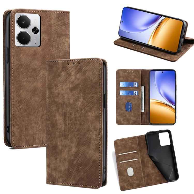 RFID Anti-theft Brush Magnetic Leather Phone Case, For Realme 15T 5G Global, For Realme C71 4G, For Realme GT 7 5G Global, For Realme 14 5G Global, For Realme P3 Ultra 5G, For Realme P3 Pro 5G Global, For Realme 14 Pro+ 5G, For Realme 14 Pro 5G Global ...