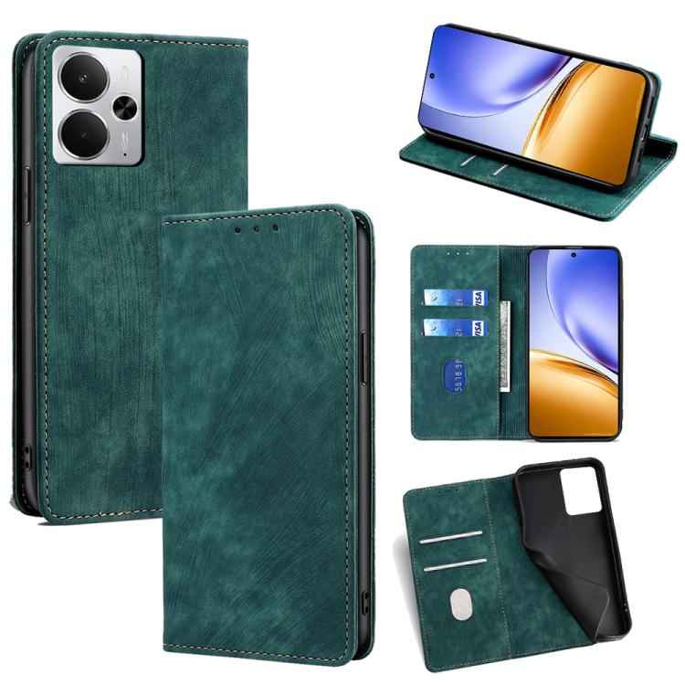 RFID Anti-theft Brush Magnetic Leather Phone Case, For Realme 15T 5G Global, For Realme C71 4G, For Realme GT 7 5G Global, For Realme 14 5G Global, For Realme P3 Ultra 5G, For Realme P3 Pro 5G Global, For Realme 14 Pro+ 5G, For Realme 14 Pro 5G Global ...