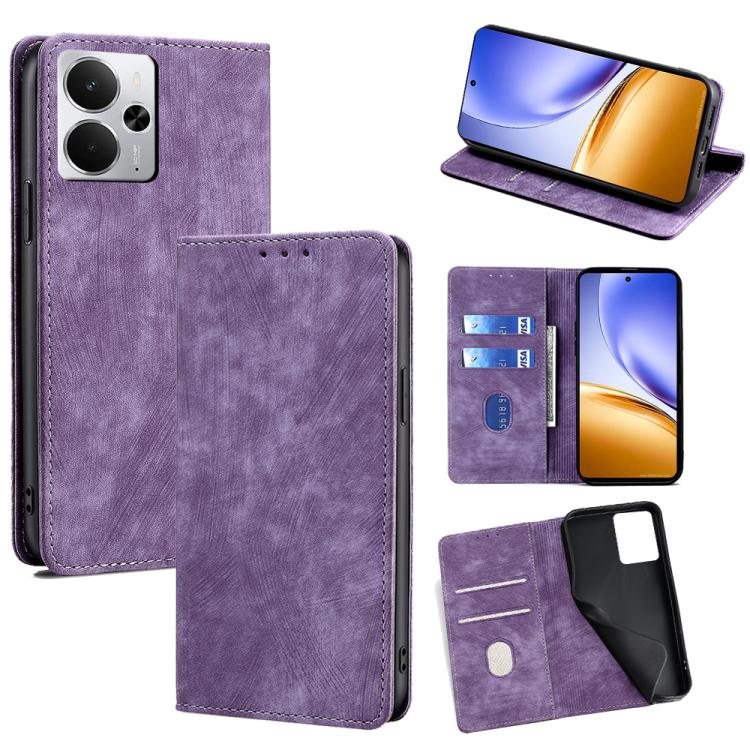 RFID Anti-theft Brush Magnetic Leather Phone Case, For Realme 15T 5G Global, For Realme C71 4G, For Realme GT 7 5G Global, For Realme 14 5G Global, For Realme P3 Ultra 5G, For Realme P3 Pro 5G Global, For Realme 14 Pro+ 5G, For Realme 14 Pro 5G Global ...