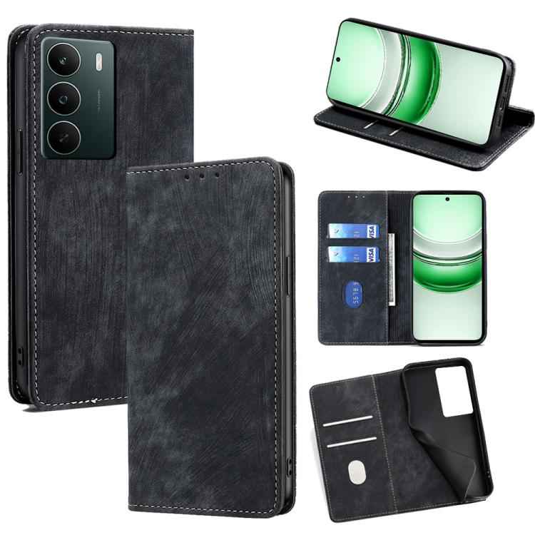 RFID Anti-theft Brush Magnetic Leather Phone Case, For Realme 15T 5G Global, For Realme C71 4G, For Realme GT 7 5G Global, For Realme 14 5G Global, For Realme P3 Ultra 5G, For Realme P3 Pro 5G Global, For Realme 14 Pro+ 5G, For Realme 14 Pro 5G Global ...