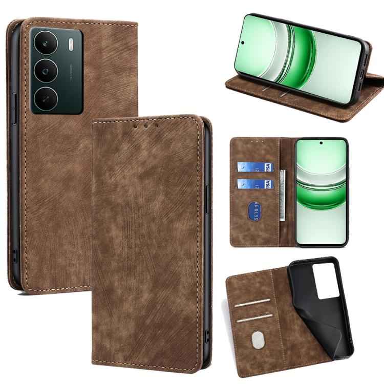 RFID Anti-theft Brush Magnetic Leather Phone Case, For Realme 15T 5G Global, For Realme C71 4G, For Realme GT 7 5G Global, For Realme 14 5G Global, For Realme P3 Ultra 5G, For Realme P3 Pro 5G Global, For Realme 14 Pro+ 5G, For Realme 14 Pro 5G Global ...