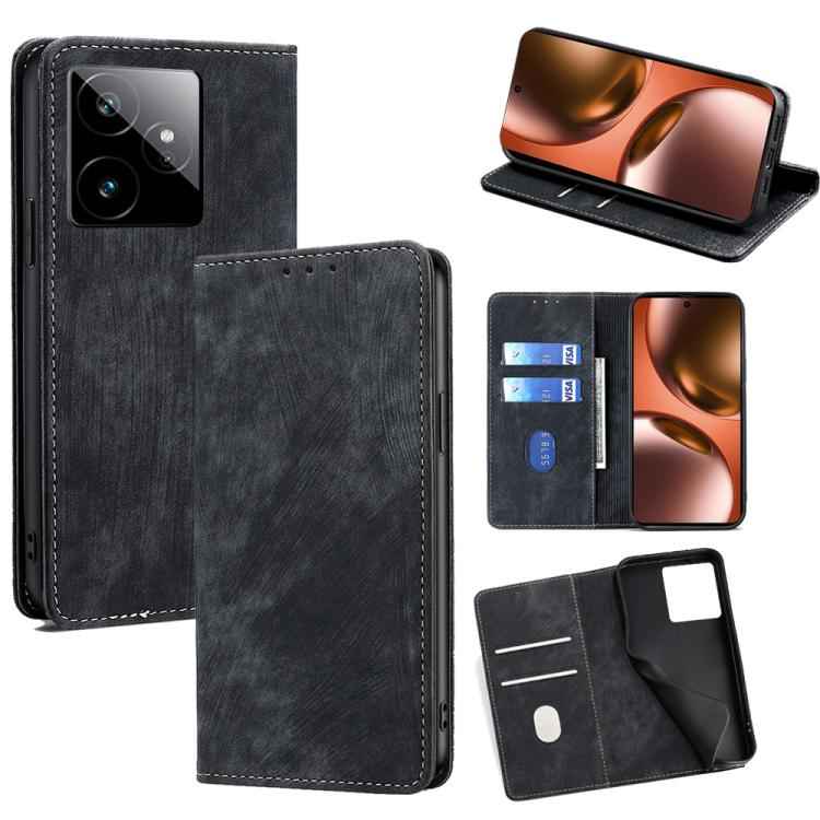 RFID Anti-theft Brush Magnetic Leather Phone Case, For Realme 15T 5G Global, For Realme C71 4G, For Realme GT 7 5G Global, For Realme 14 5G Global, For Realme P3 Ultra 5G, For Realme P3 Pro 5G Global, For Realme 14 Pro+ 5G, For Realme 14 Pro 5G Global ...