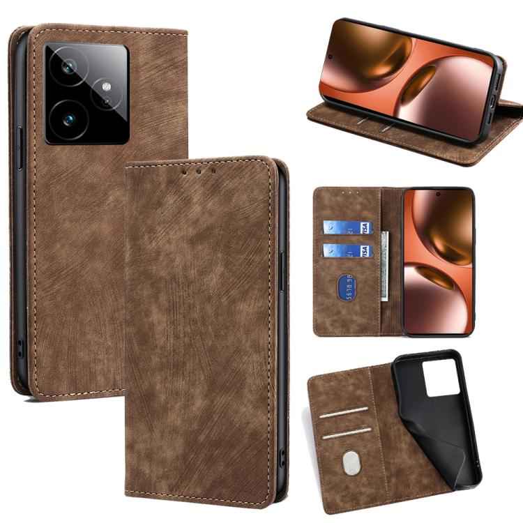 RFID Anti-theft Brush Magnetic Leather Phone Case, For Realme 15T 5G Global, For Realme C71 4G, For Realme GT 7 5G Global, For Realme 14 5G Global, For Realme P3 Ultra 5G, For Realme P3 Pro 5G Global, For Realme 14 Pro+ 5G, For Realme 14 Pro 5G Global ...