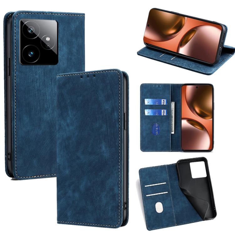 RFID Anti-theft Brush Magnetic Leather Phone Case, For Realme 15T 5G Global, For Realme C71 4G, For Realme GT 7 5G Global, For Realme 14 5G Global, For Realme P3 Ultra 5G, For Realme P3 Pro 5G Global, For Realme 14 Pro+ 5G, For Realme 14 Pro 5G Global ...