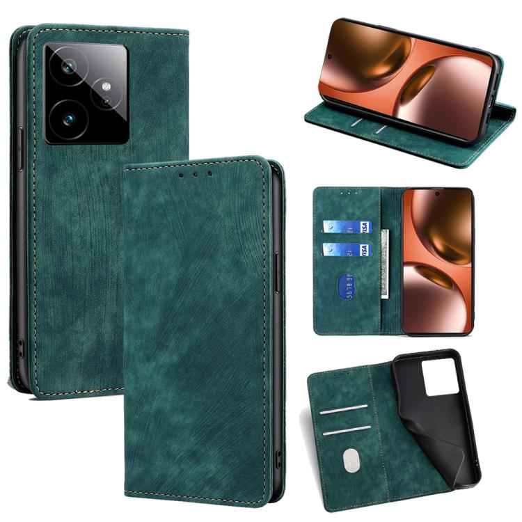 RFID Anti-theft Brush Magnetic Leather Phone Case, For Realme 15T 5G Global, For Realme C71 4G, For Realme GT 7 5G Global, For Realme 14 5G Global, For Realme P3 Ultra 5G, For Realme P3 Pro 5G Global, For Realme 14 Pro+ 5G, For Realme 14 Pro 5G Global ...