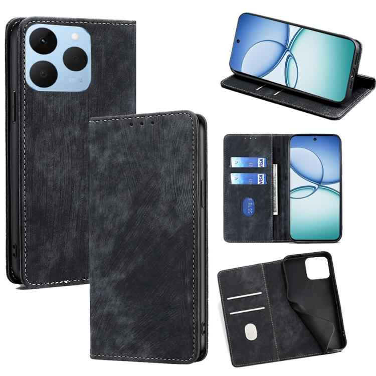 RFID Anti-theft Brush Magnetic Leather Phone Case, For Realme 15T 5G Global, For Realme C71 4G, For Realme GT 7 5G Global, For Realme 14 5G Global, For Realme P3 Ultra 5G, For Realme P3 Pro 5G Global, For Realme 14 Pro+ 5G, For Realme 14 Pro 5G Global ...