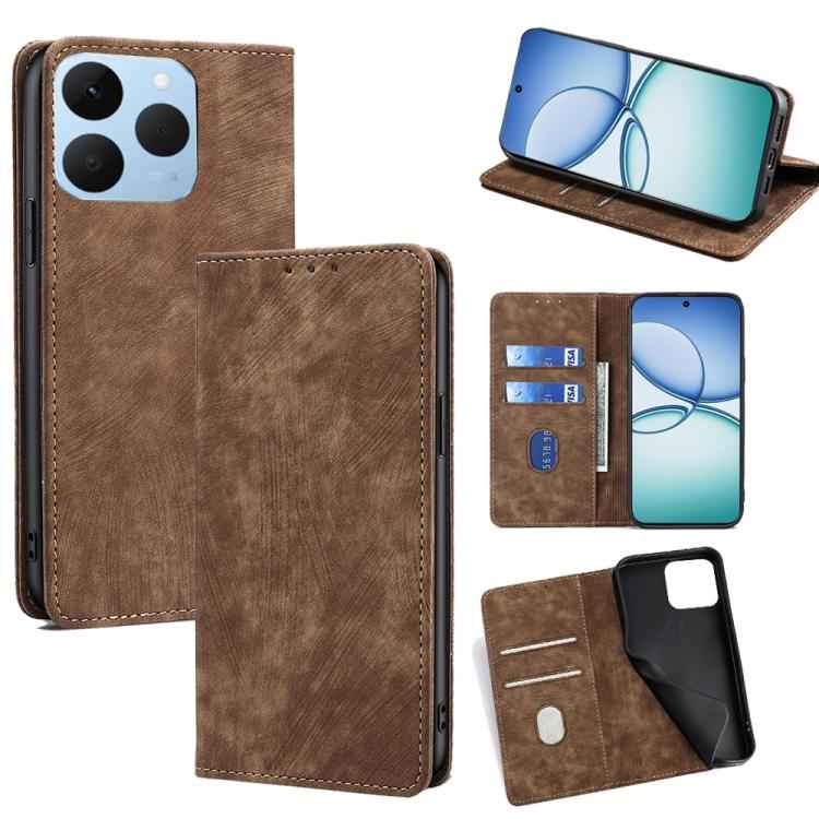 RFID Anti-theft Brush Magnetic Leather Phone Case, For Realme 15T 5G Global, For Realme C71 4G, For Realme GT 7 5G Global, For Realme 14 5G Global, For Realme P3 Ultra 5G, For Realme P3 Pro 5G Global, For Realme 14 Pro+ 5G, For Realme 14 Pro 5G Global ...