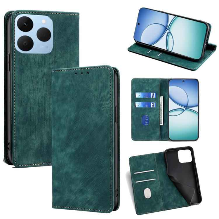 RFID Anti-theft Brush Magnetic Leather Phone Case, For Realme 15T 5G Global, For Realme C71 4G, For Realme GT 7 5G Global, For Realme 14 5G Global, For Realme P3 Ultra 5G, For Realme P3 Pro 5G Global, For Realme 14 Pro+ 5G, For Realme 14 Pro 5G Global ...