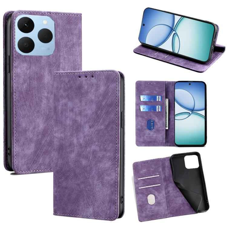 RFID Anti-theft Brush Magnetic Leather Phone Case, For Realme 15T 5G Global, For Realme C71 4G, For Realme GT 7 5G Global, For Realme 14 5G Global, For Realme P3 Ultra 5G, For Realme P3 Pro 5G Global, For Realme 14 Pro+ 5G, For Realme 14 Pro 5G Global ...