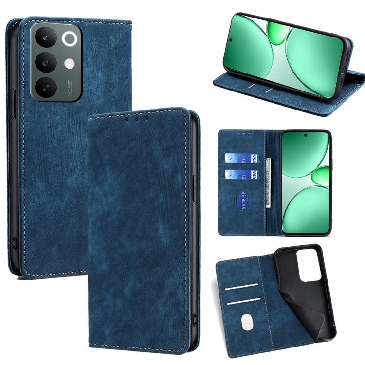 RFID Anti-theft Brush Magnetic Leather Phone Case, For Realme P4 Power 5G, For Realme Note 80 4G, For Realme C83 5G, For Realme Neo8 5G, For Realme 16 5G Global, For Realme 16 Pro+ 5G, For Realme 16 Pro 5G, For Realme P4x 5G, For Realme C85 5G