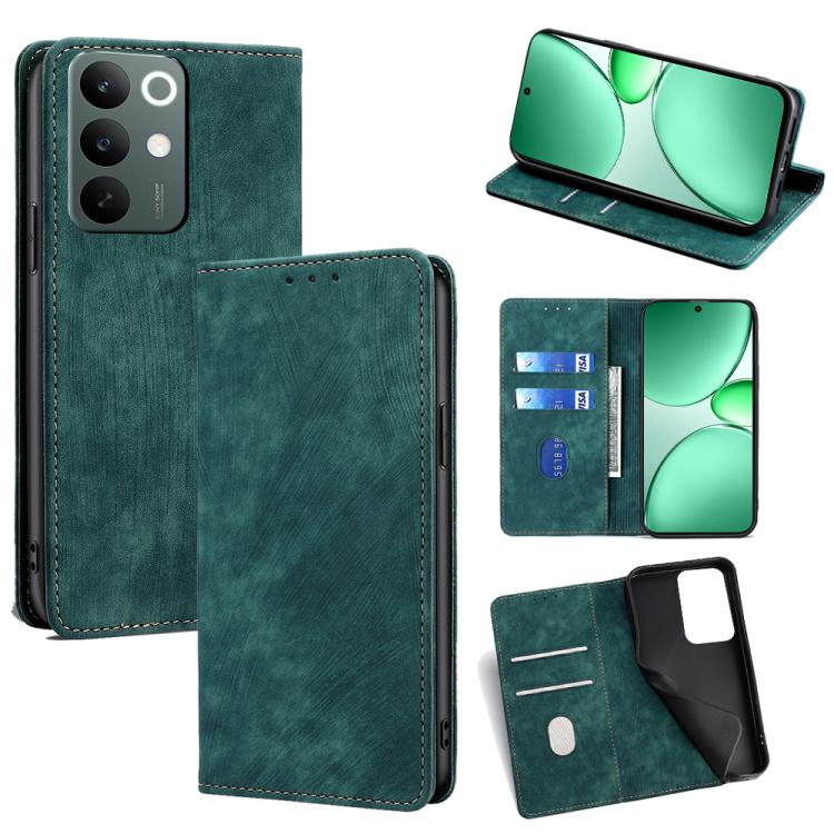 RFID Anti-theft Brush Magnetic Leather Phone Case, For Realme P4 Power 5G, For Realme Note 80 4G, For Realme C83 5G, For Realme Neo8 5G, For Realme 16 5G Global, For Realme 16 Pro+ 5G, For Realme 16 Pro 5G, For Realme P4x 5G, For Realme C85 5G