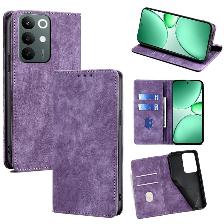 RFID Anti-theft Brush Magnetic Leather Phone Case, For Realme P4 Power 5G, For Realme Note 80 4G, For Realme C83 5G, For Realme Neo8 5G, For Realme 16 5G Global, For Realme 16 Pro+ 5G, For Realme 16 Pro 5G, For Realme P4x 5G, For Realme C85 5G