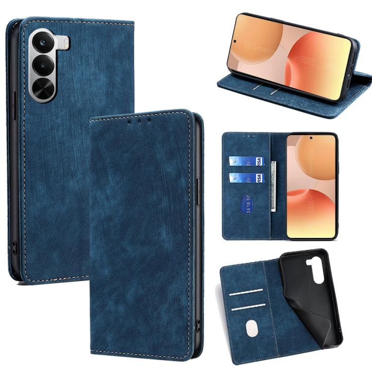 RFID Anti-theft Brush Magnetic Leather Phone Case, For Realme P4 Power 5G, For Realme Note 80 4G, For Realme C83 5G, For Realme Neo8 5G, For Realme 16 5G Global, For Realme 16 Pro+ 5G, For Realme 16 Pro 5G, For Realme P4x 5G, For Realme C85 5G