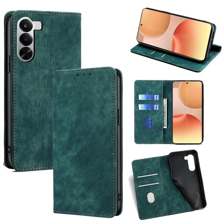 RFID Anti-theft Brush Magnetic Leather Phone Case, For Realme P4 Power 5G, For Realme Note 80 4G, For Realme C83 5G, For Realme Neo8 5G, For Realme 16 5G Global, For Realme 16 Pro+ 5G, For Realme 16 Pro 5G, For Realme P4x 5G, For Realme C85 5G