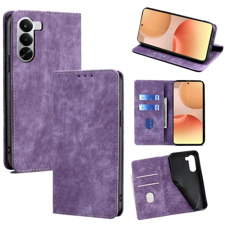 RFID Anti-theft Brush Magnetic Leather Phone Case, For Realme P4 Power 5G, For Realme Note 80 4G, For Realme C83 5G, For Realme Neo8 5G, For Realme 16 5G Global, For Realme 16 Pro+ 5G, For Realme 16 Pro 5G, For Realme P4x 5G, For Realme C85 5G