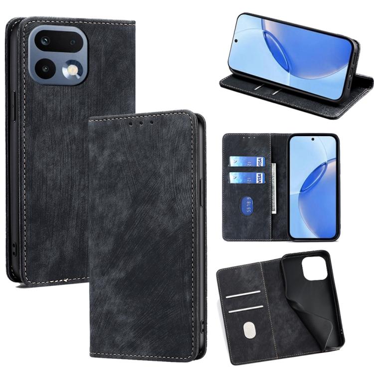 RFID Anti-theft Brush Magnetic Leather Phone Case, For Realme P4 Power 5G, For Realme Note 80 4G, For Realme C83 5G, For Realme Neo8 5G, For Realme 16 5G Global, For Realme 16 Pro+ 5G, For Realme 16 Pro 5G, For Realme P4x 5G, For Realme C85 5G