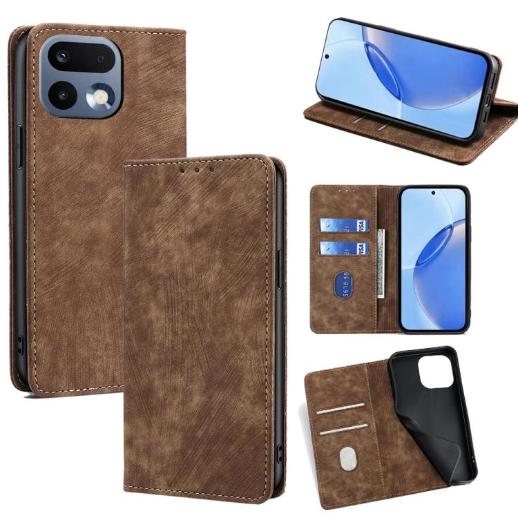 RFID Anti-theft Brush Magnetic Leather Phone Case, For Realme P4 Power 5G, For Realme Note 80 4G, For Realme C83 5G, For Realme Neo8 5G, For Realme 16 5G Global, For Realme 16 Pro+ 5G, For Realme 16 Pro 5G, For Realme P4x 5G, For Realme C85 5G